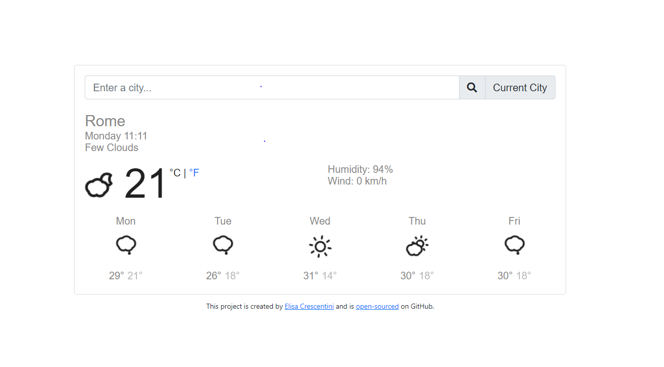 Weather app built with React